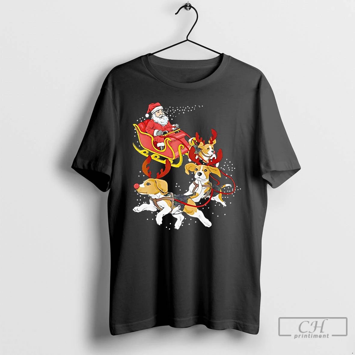 Classic Beagle Christmas Sleigh T Shirts