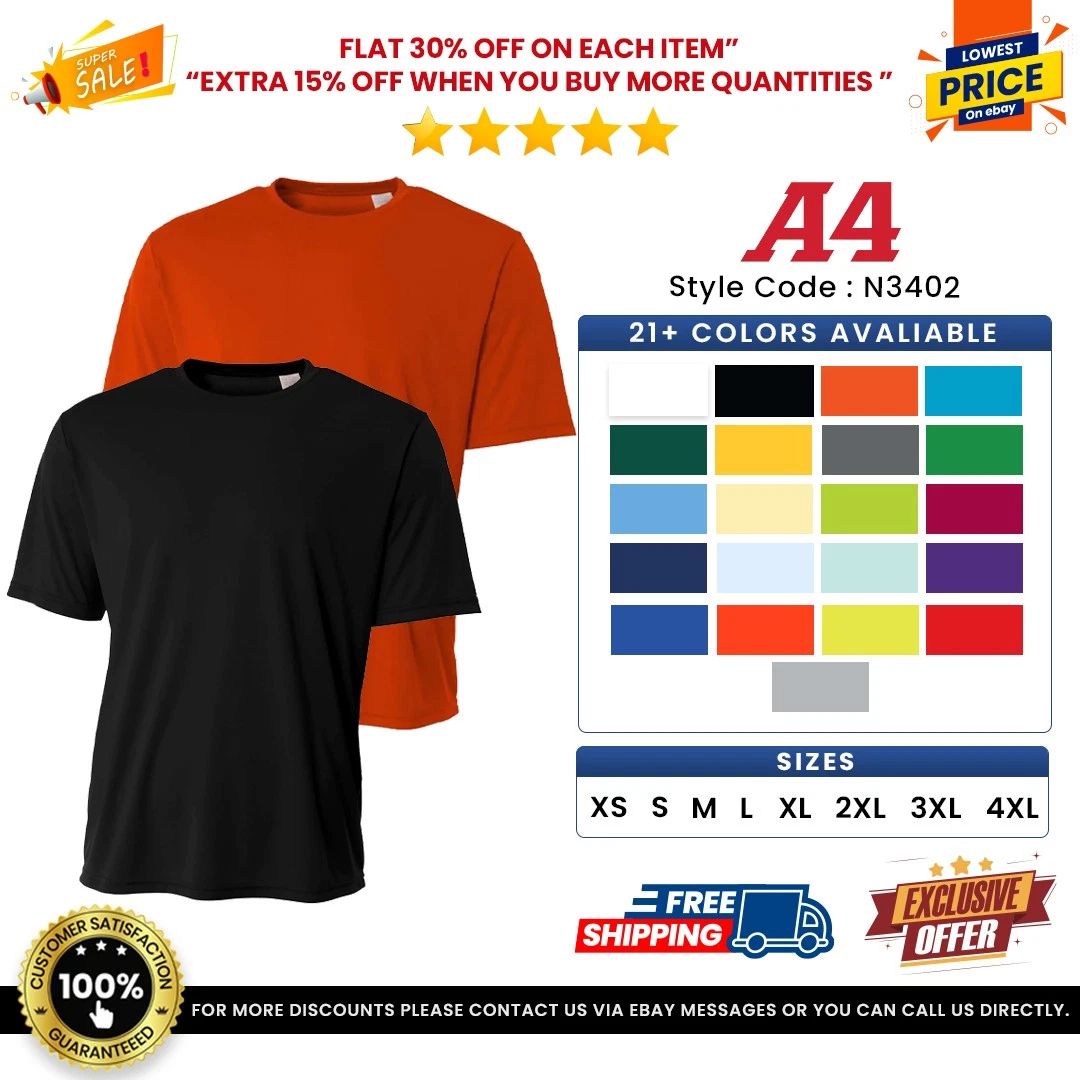 A4 N3402 Men's 100% Polyester Training T Shirt Sprint Performance T-Shirt