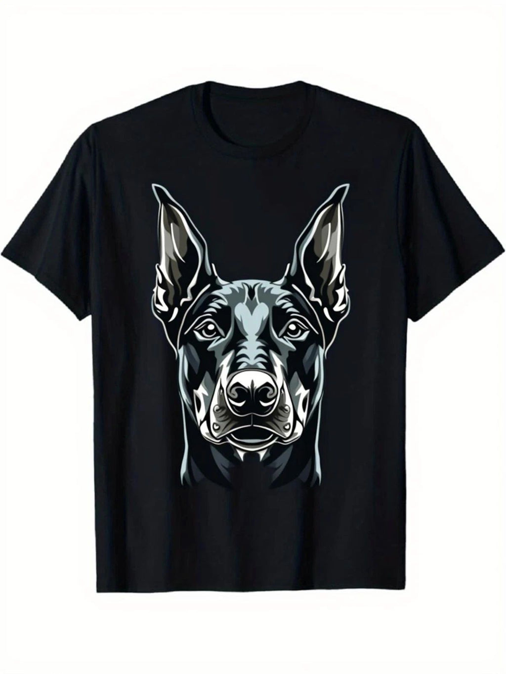Men's & Women's Black Doberman Pinscher T-Shirt - 100% Cotton Stretch Fit Crew