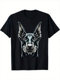 Men's & Women's Black Doberman Pinscher T-Shirt - 100% Cotton Stretch Fit Crew