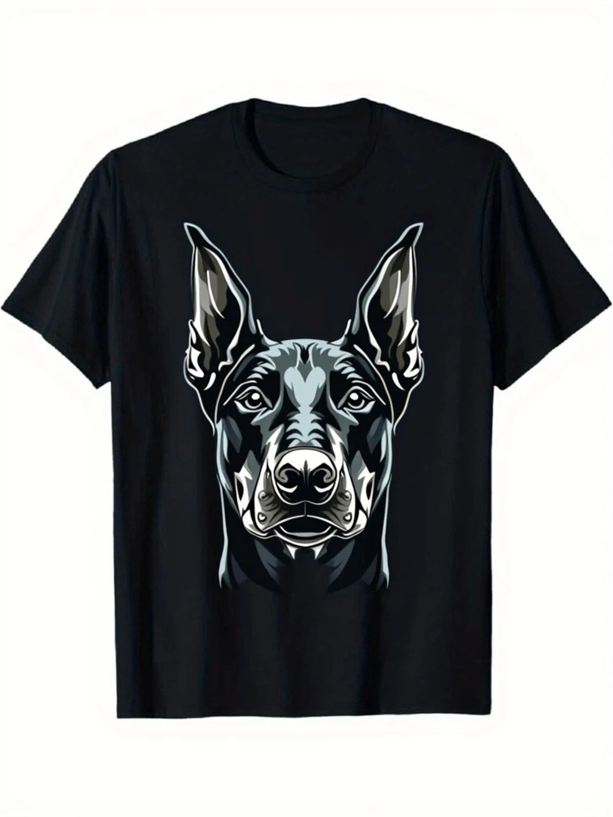 Men's & Women's Black Doberman Pinscher T-Shirt - 100% Cotton Stretch Fit Crew
