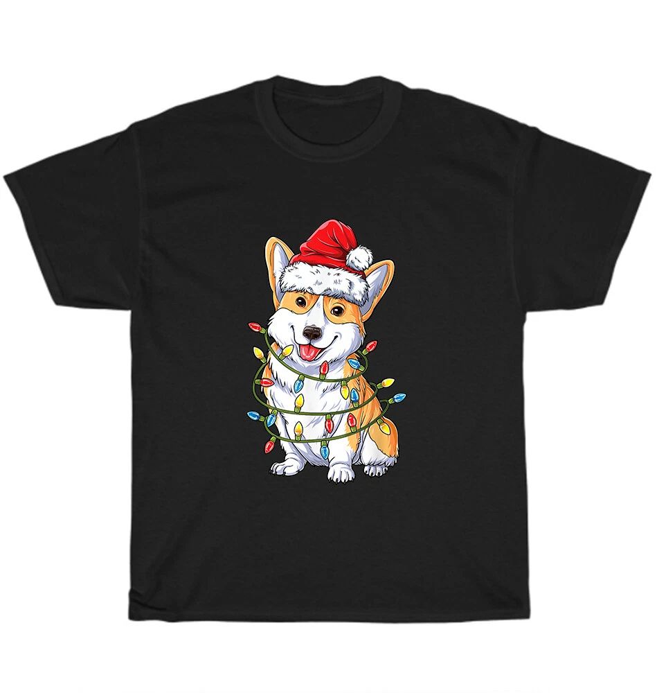 Corgi Santa Christmas Tree Lights Xmas Dog Lover T-Shirt Unisex Funny Tee Gift