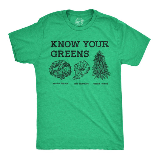 Mens Funny T Shirts Know Your Greens Sarcastic 420 Graphic Novelty Food Tee for