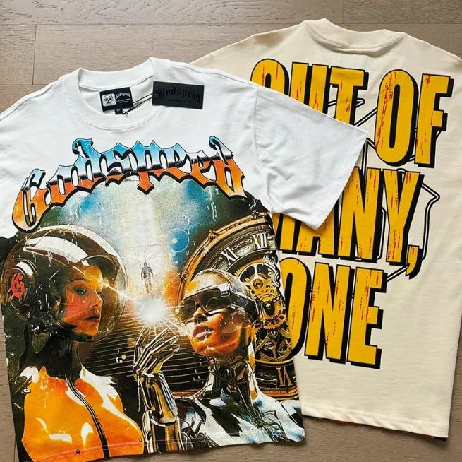 HOT ITEM! Ghosted Godspeed Graphic Tee In White And Apricot All Size