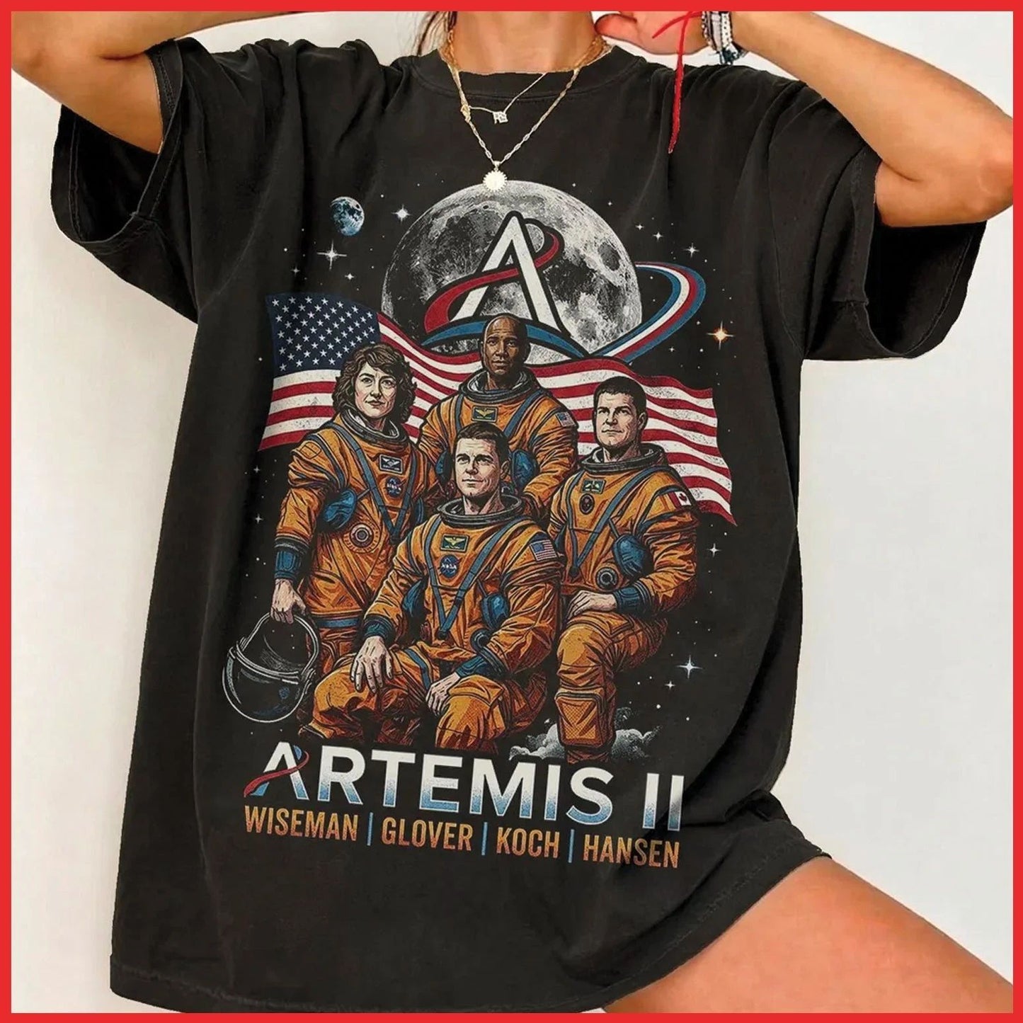 Artemis II 2026 Rocket Launch Space Enthusiast Gift Black Cotton T-Shirt S-5XL
