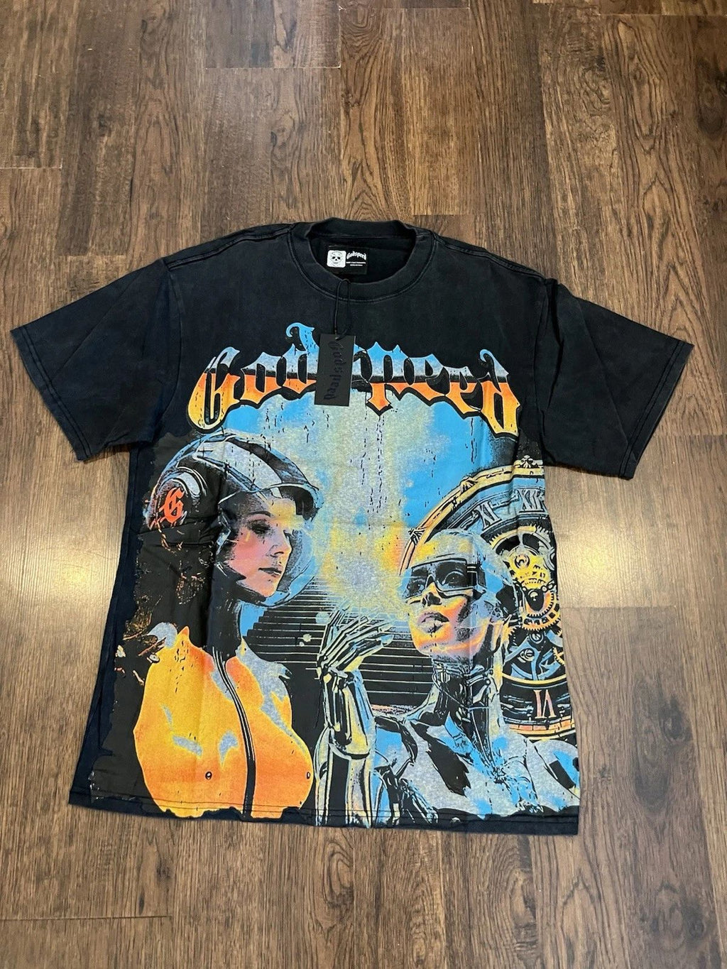 Godspeed Graphic Print T-Shirt 'Out Of Many One' Black Cotton Men's Regular Fit
