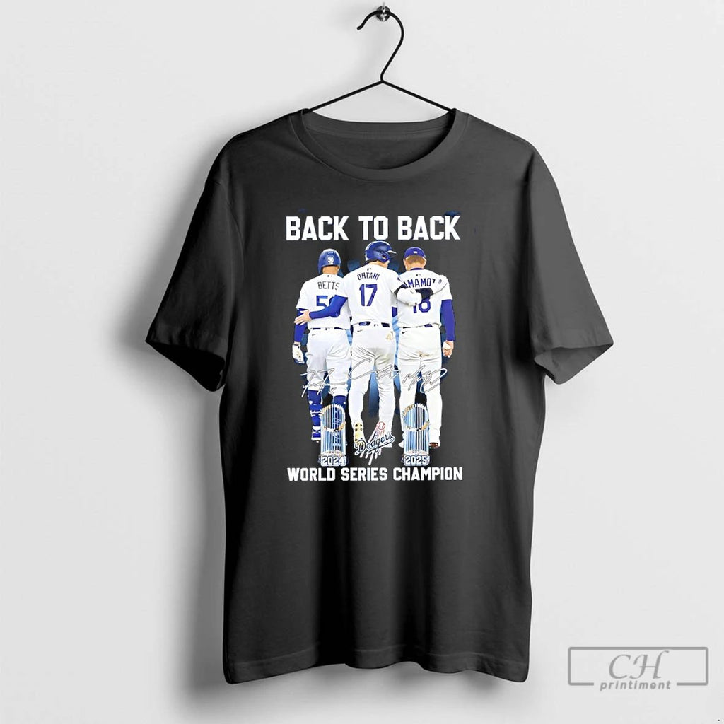 Classic Dodgers Betts Ohtani Yamamoto Back 2 Back 2024 2025 World Series Champions Signatures