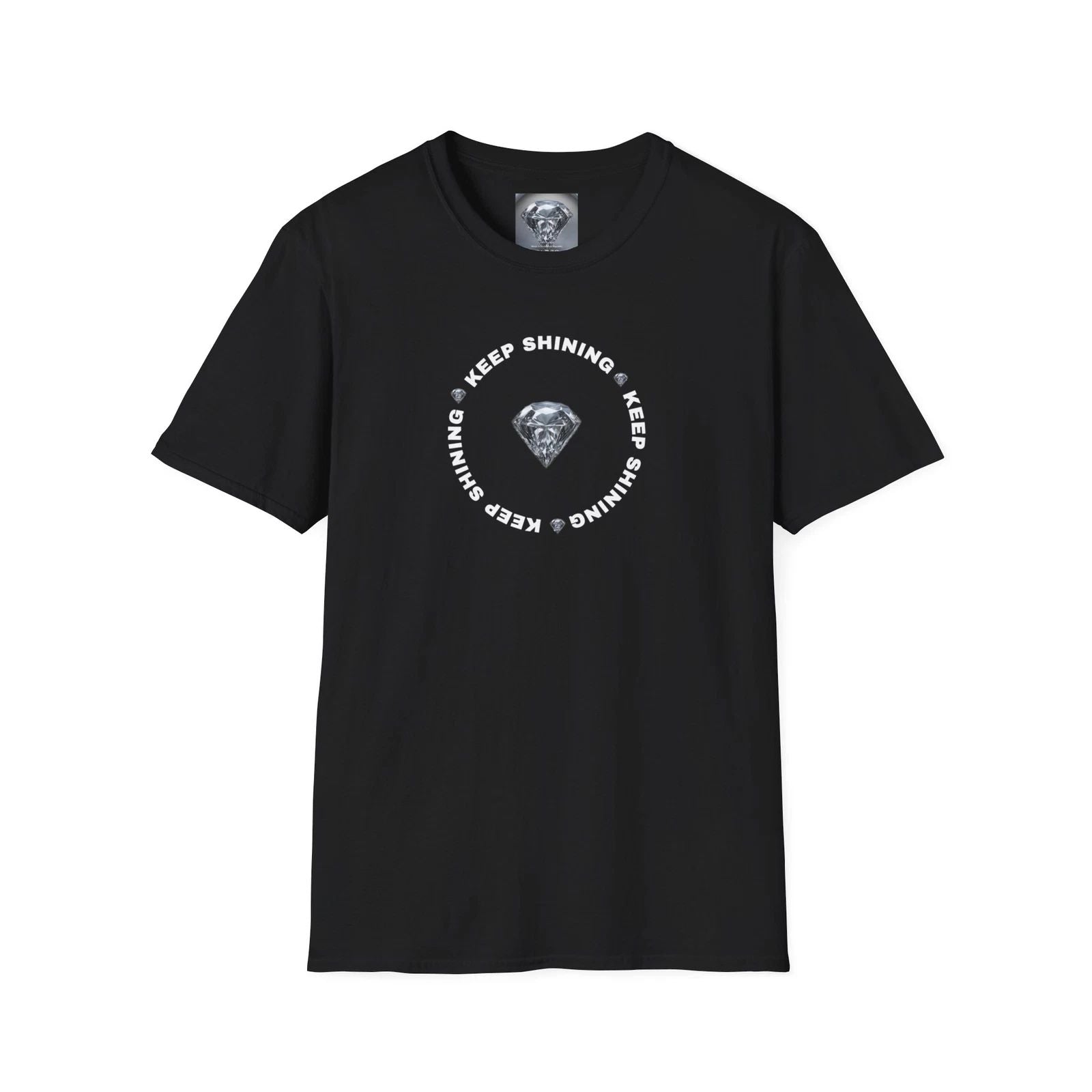 Keep Shining Diamond Graphic T-Shirt - Motivational Design, Unisex, Cotton Tee