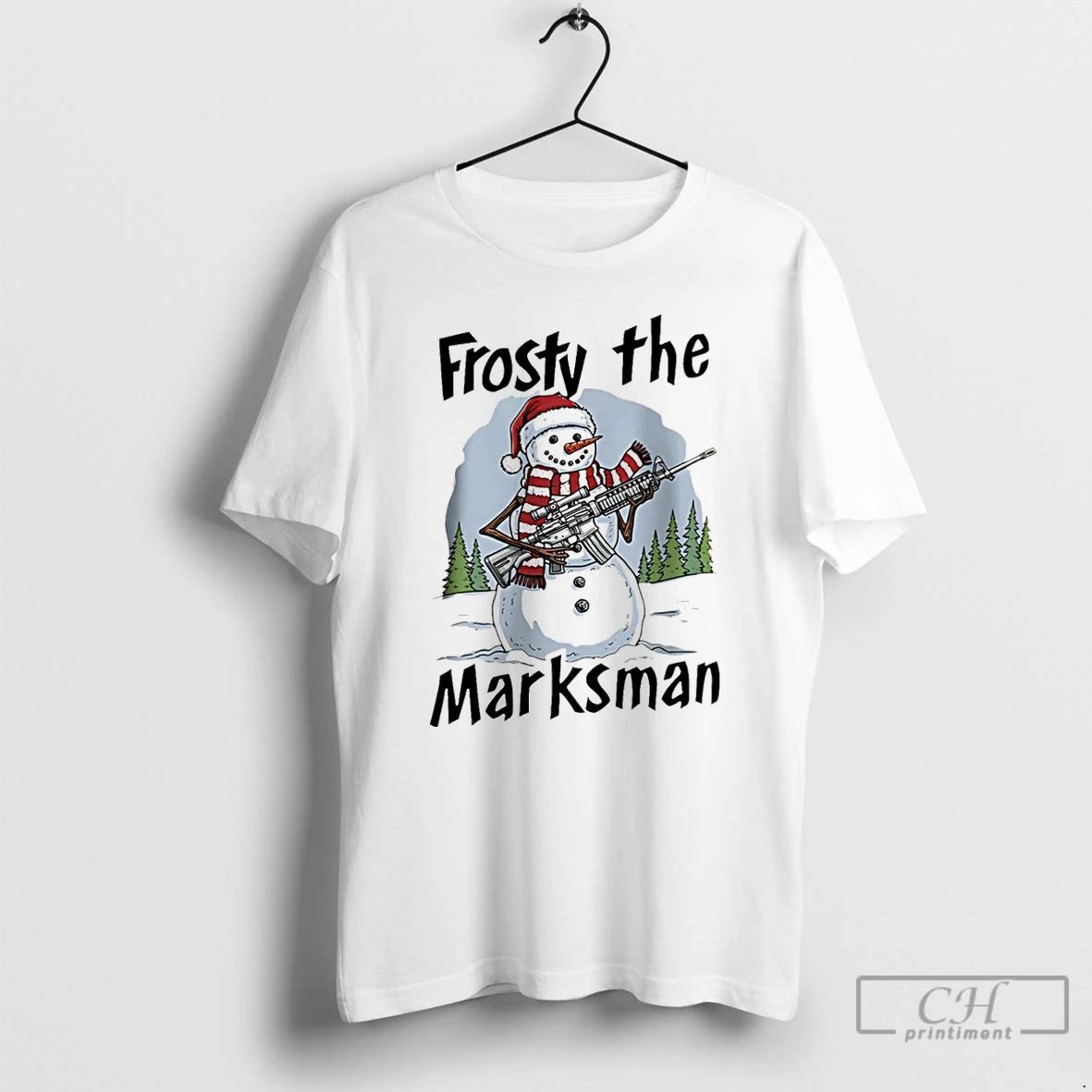 Premium Frosty The Marksman Snowman With Gun Christmas Christmas T Shirts