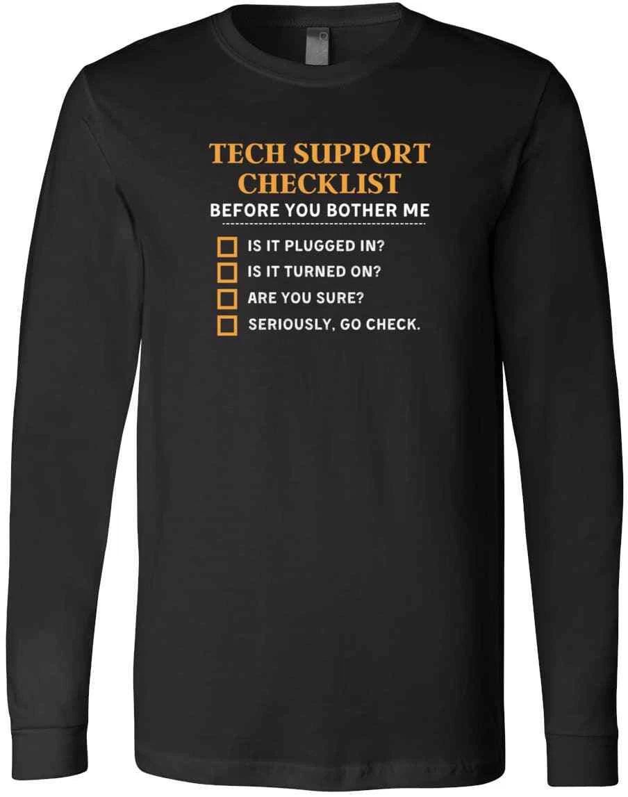 Funny Tech Support Checklist Gift Idea For Nerds & Sysadmin New Trendy T-Shirt
