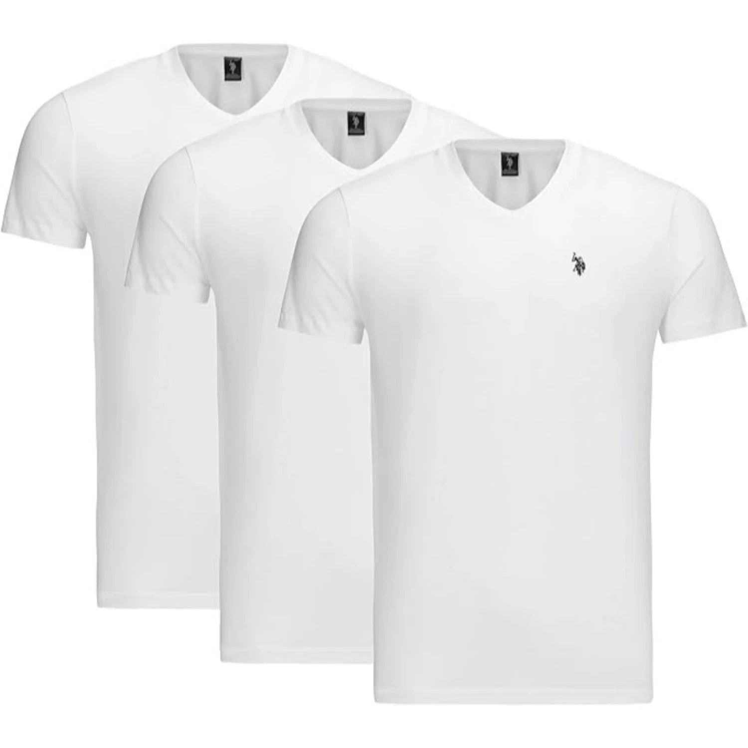 U.S. Polo Assn. Mens 3-Pack Cotton Short Sleeve V-Neck T-Shirts