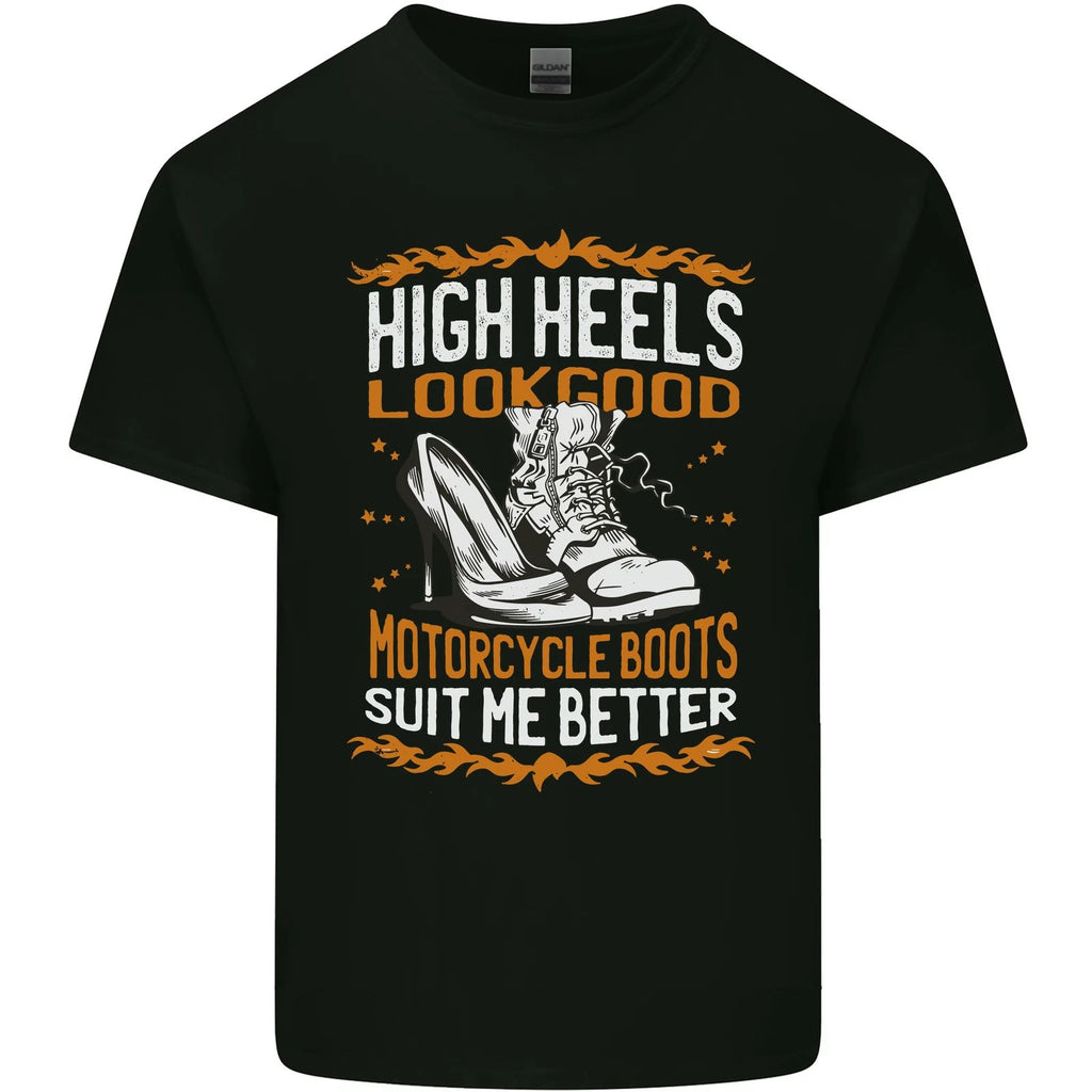 Female Biker Boots Funny Motorbike Mens Light Cotton T-Shirt