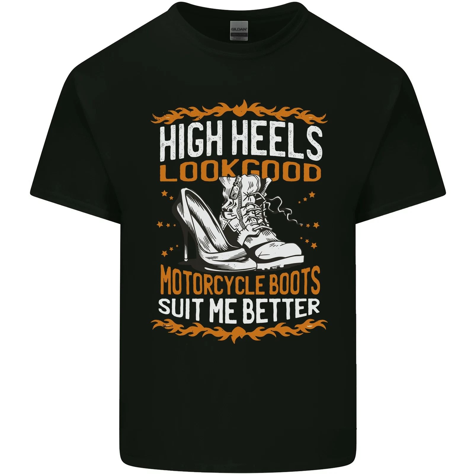 Female Biker Boots Funny Motorbike Mens Light Cotton T-Shirt