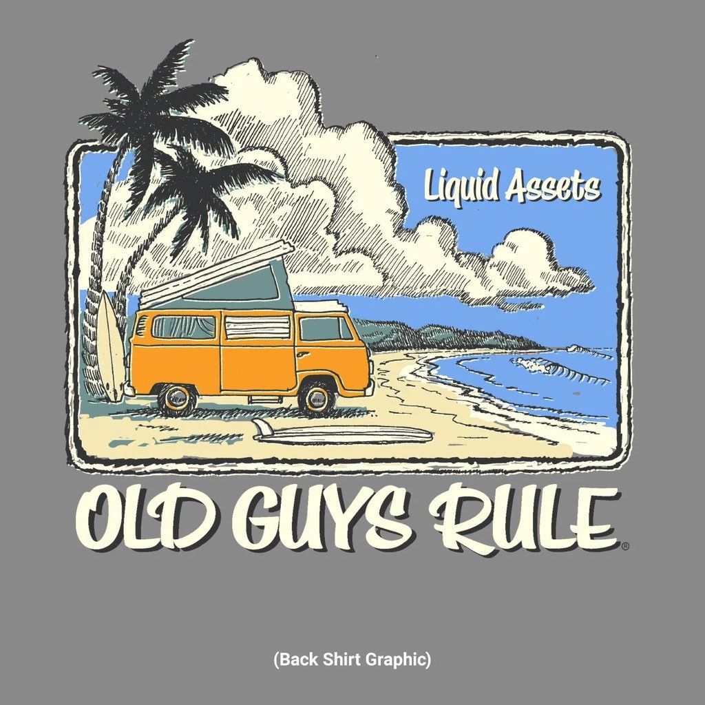 OLD GUYS RULE " LIQUID ASSETS " SURF SURFBOARD FIN VAN BEACH SIZE: M, L, XL, 2X