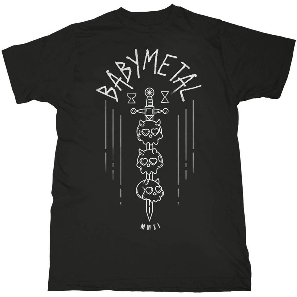 Men's Babymetal Skull Sword Slim Fit T-shirt Large Black