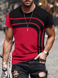 T Shirt Abstract Streetwear Casual Red Black Graphic Casual Color Block Men Soft