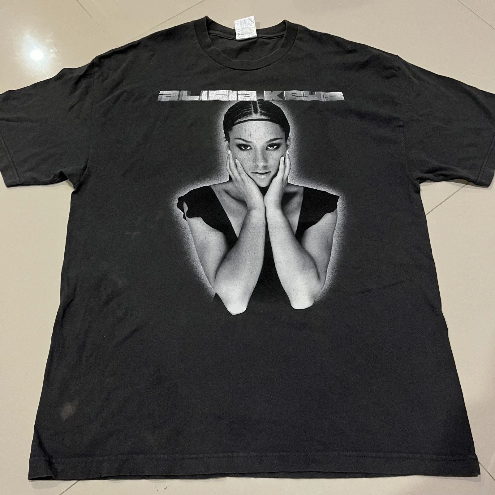 Vintage 2002 Alicia Keys Tour Shirt Rap Tee Black Size XL