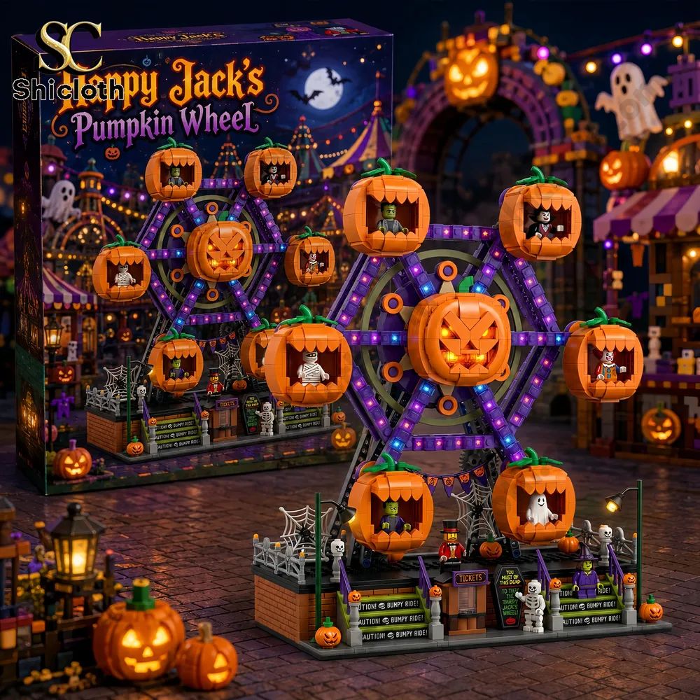 Happy Jack’s Pumpkin Wheel Halloween Night Building Brick Set