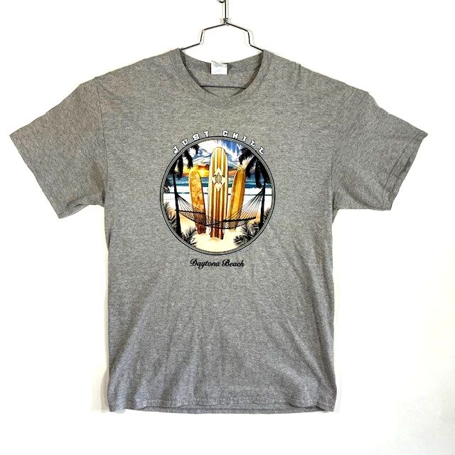 Just Chill Daytona Beach- Surf - Beach Tee - Graphic Tee Gray Size Large