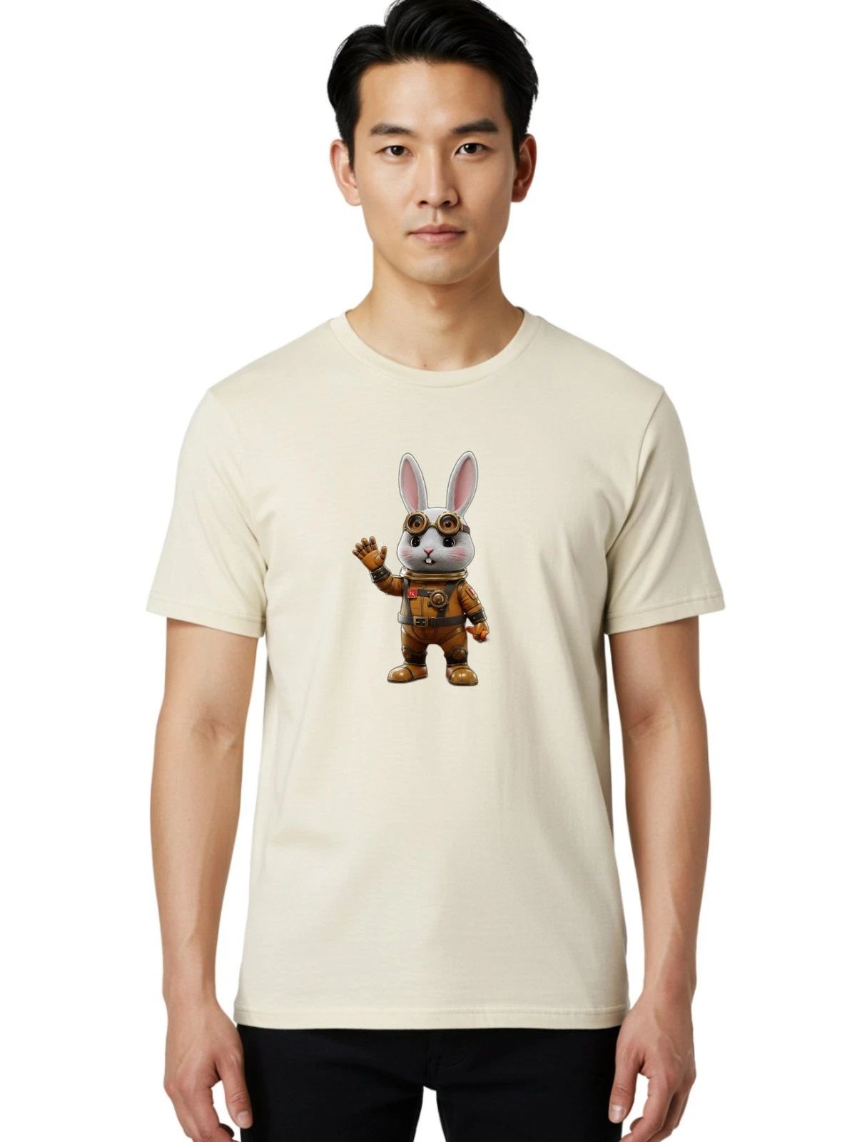 Astronaut-Rabbit-6 Mens Graphic Tee, 100% Cotton, Casual Summer Wear