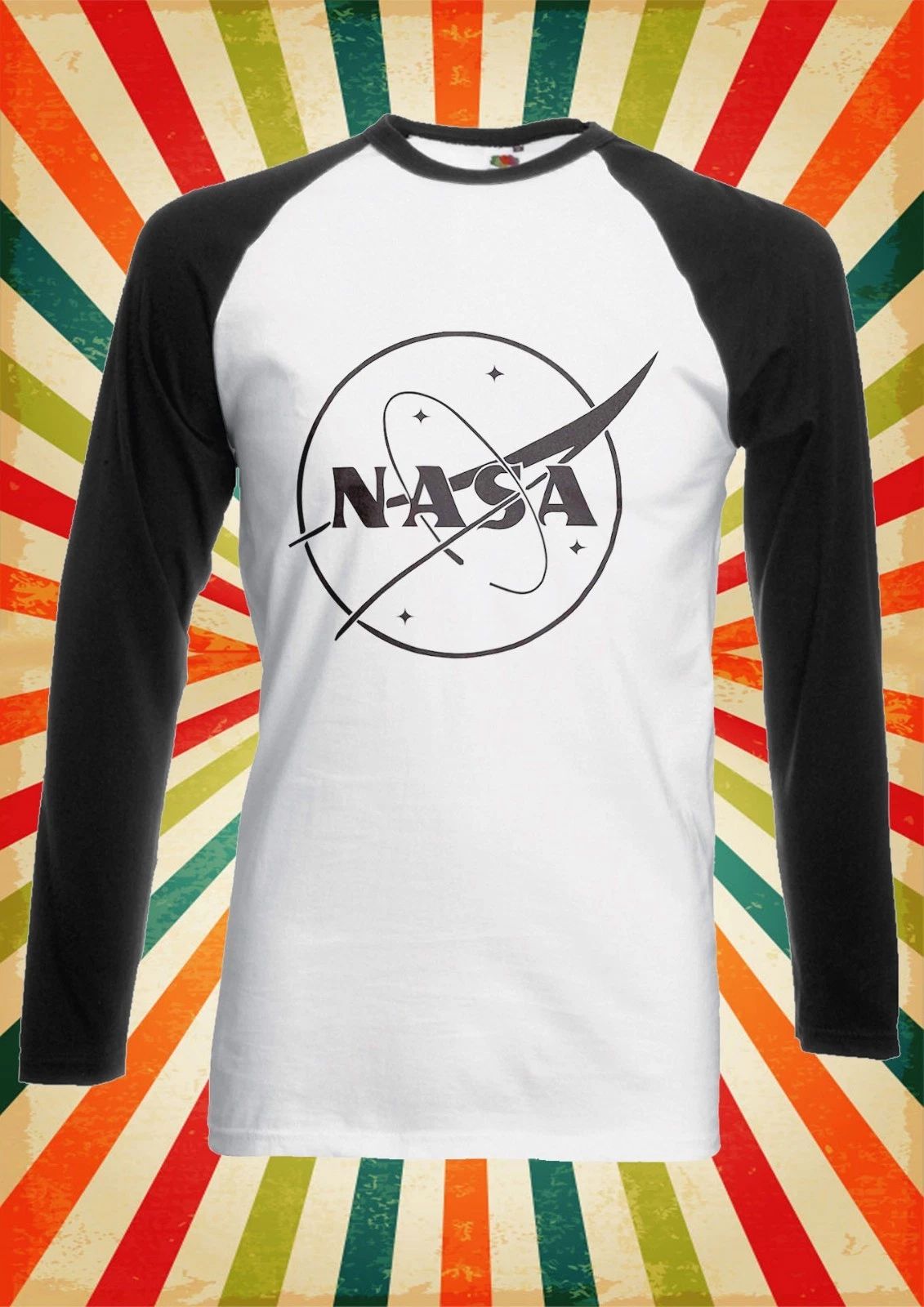 NASA Old Style Space Rocket Men Women Long Short Sleeve Baseball T Shirt 2107