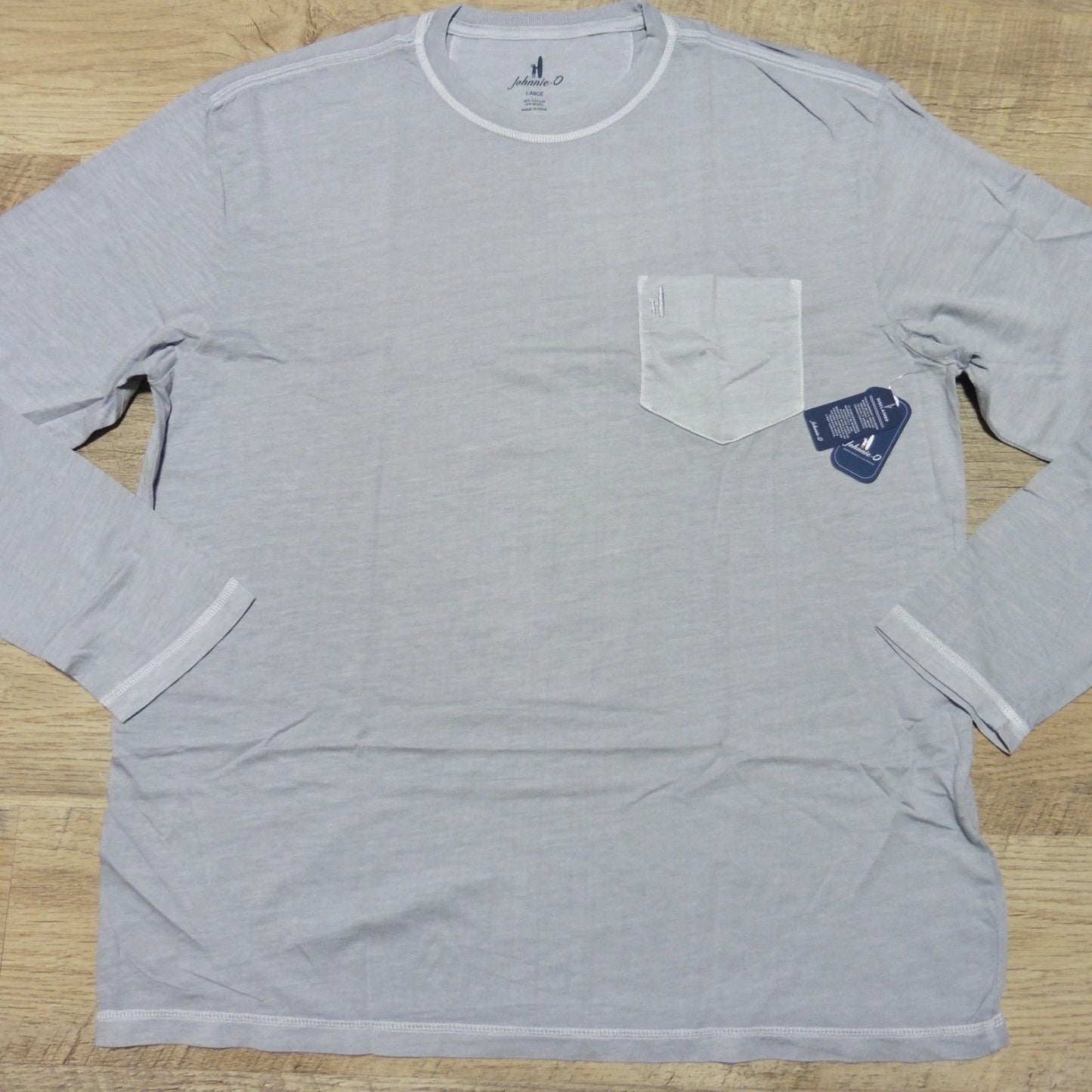 JOHNNIE O Mens L LARGE BRENNAN 2.0 T SHIRT STEEL GREY LONG SLEEVE GOLF