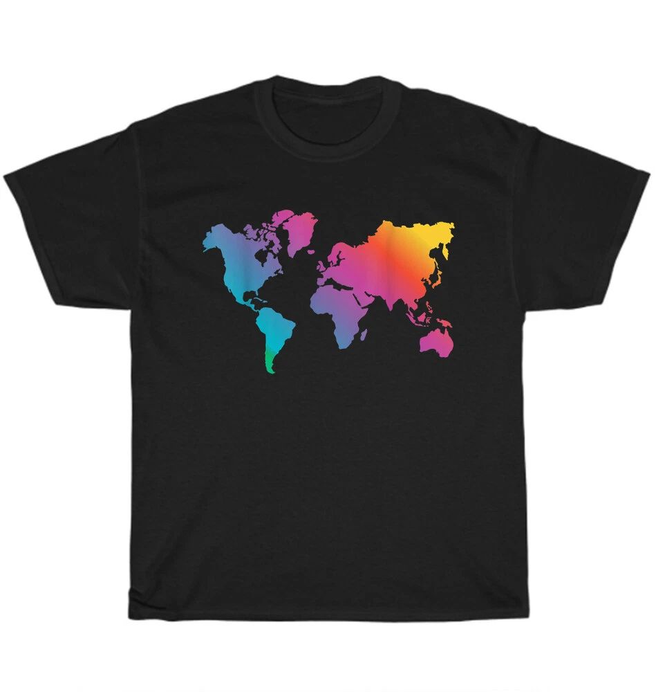 World Map Travel Countries Geography Color Painting Art T-Shirt Unisex Tee Gift