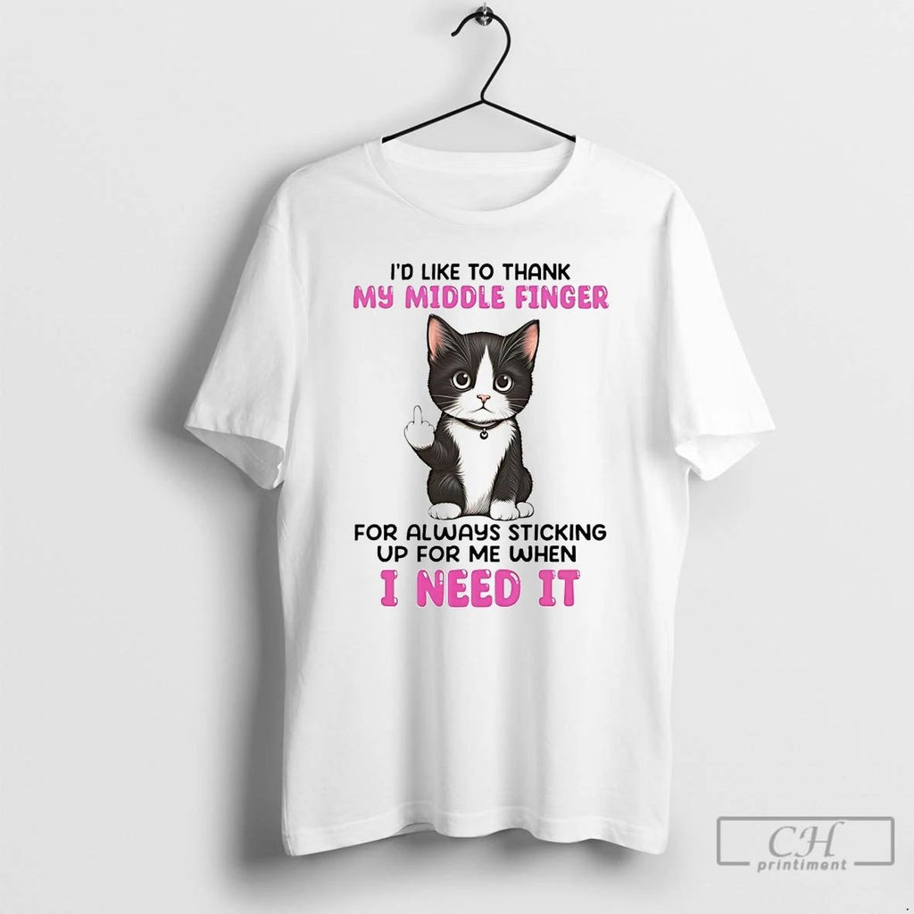 Premium Cat Id Like To Thank My Middle Finger T Shirts