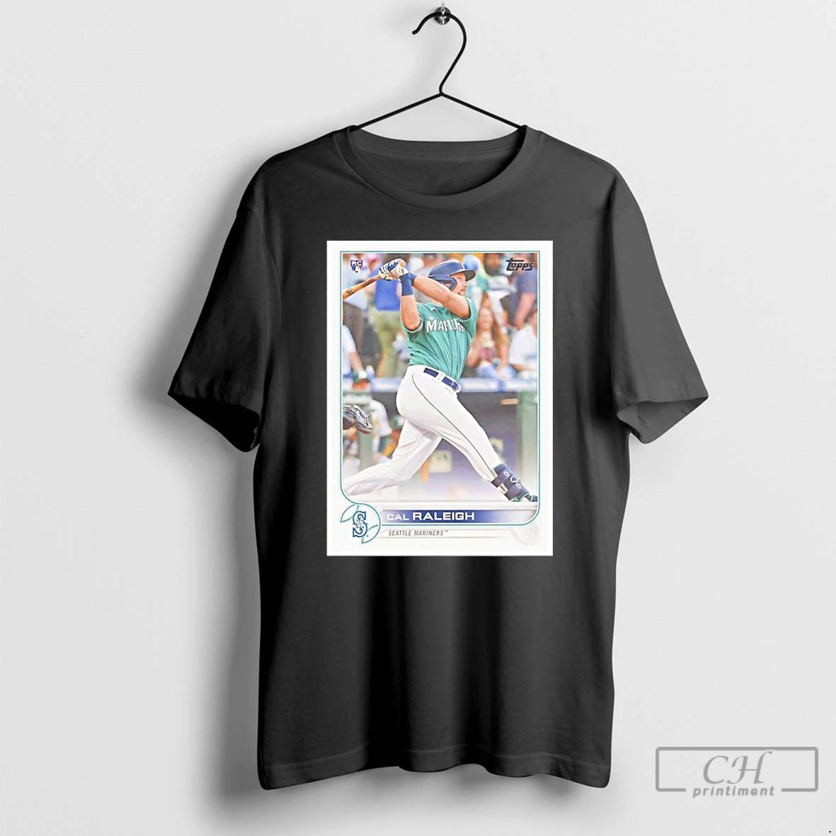 Classic Seattle Mariners Cal Raleigh Topps Baseball Card Player T Shirts