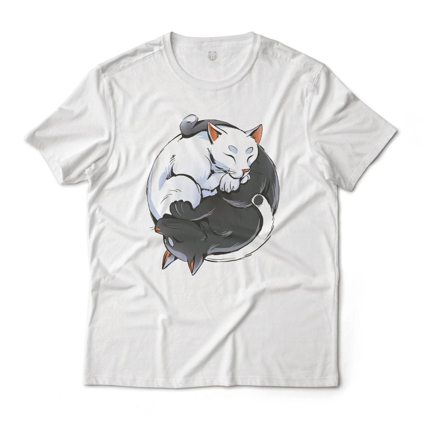 Yin and Yang Cats Monochrome Aesthetic Graphic T-Shirt Lightweight Cotton Tee