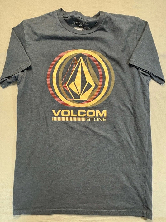 Volcom Stone Logo T Shirt Mens M Navy Blue Black Heather Skate Surf Tee