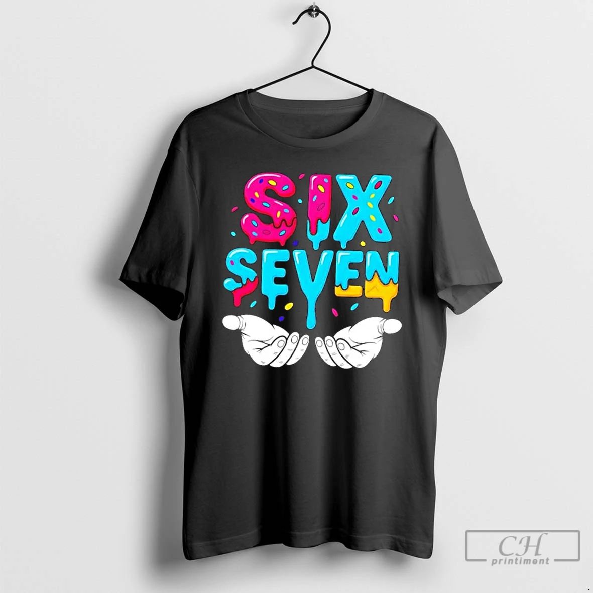 Classic Hand Hold Six Seven Ice Cream Drip 6 7 T Shirts