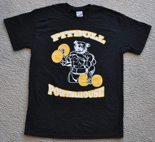 Pitbull Powerhouse Workout Bodybuilding Gym T-shirt Black / White / Gold M L XL