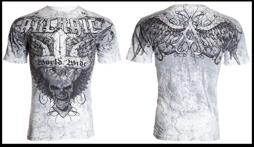 ARCHAIC by AFFLICTION White WORLDWIDE Short Sleeve Slim Fit Y2K T-shirt NWT