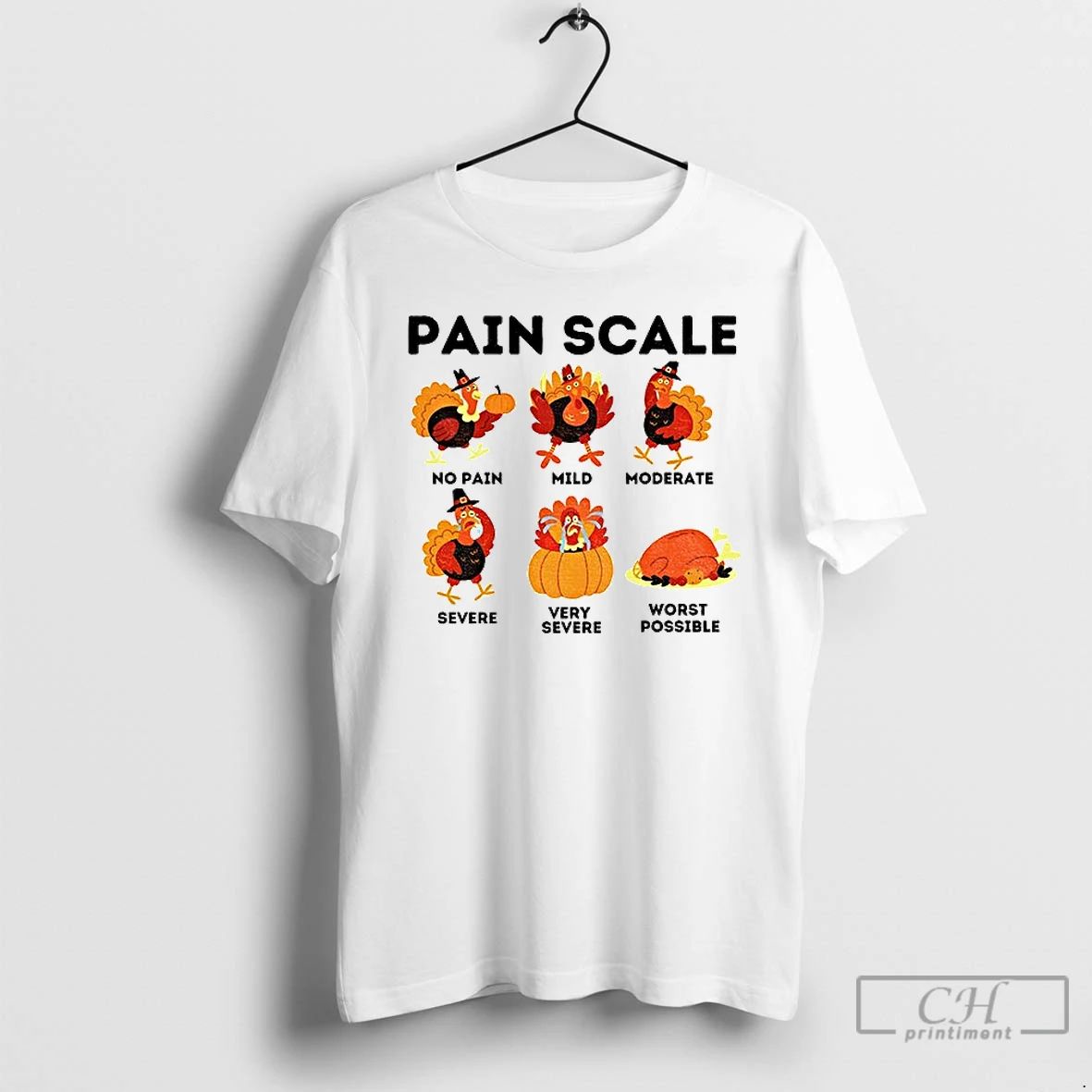 Premium Thanksgiving Nurse Pain Scale Healthcare Worker T Shirts