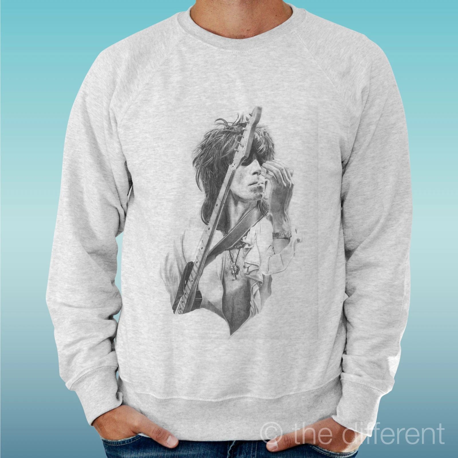 Felpa Man Light Sweater Light Grey " Keith Richards Rolling Stone "