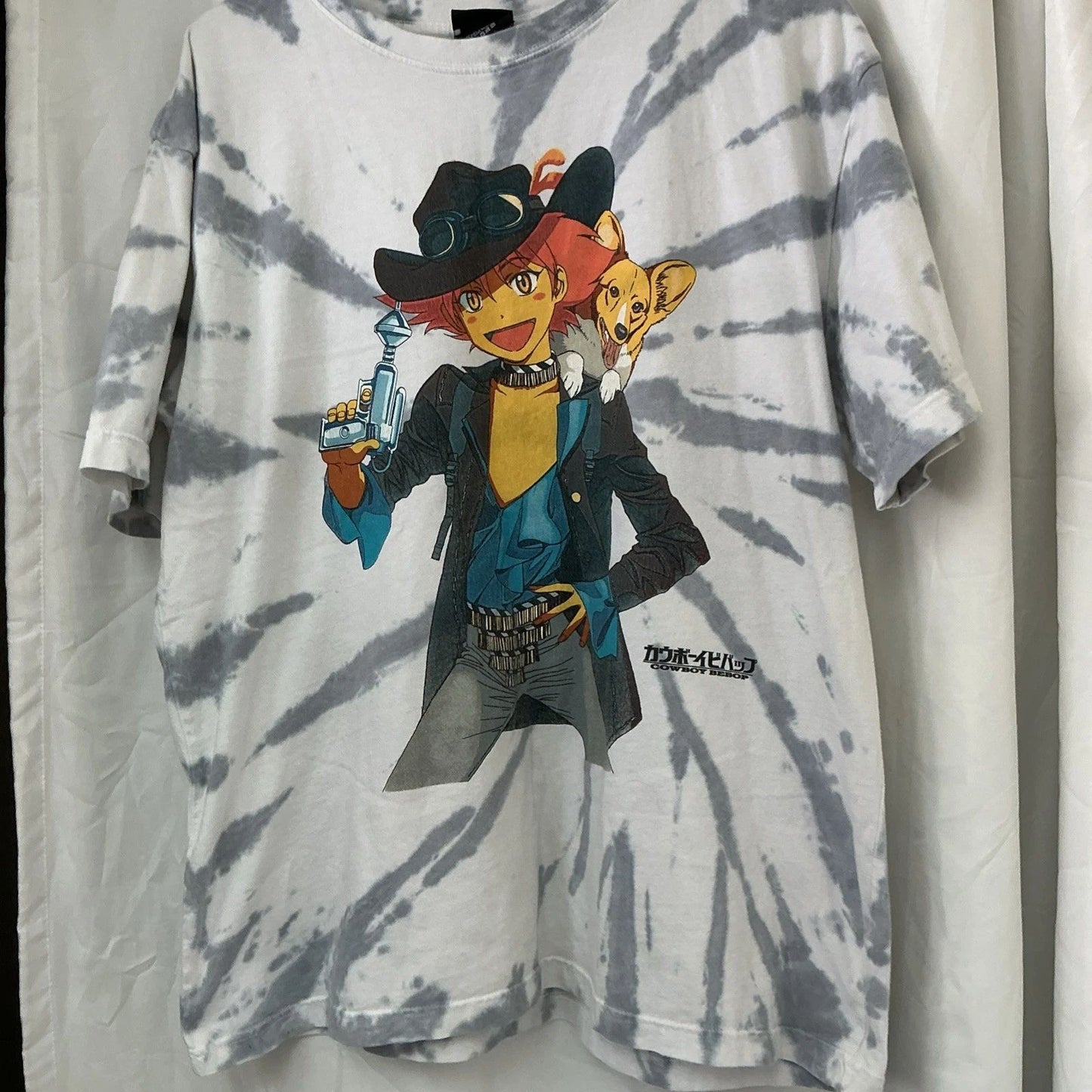 Cowboy Bebop Ed and Ein T-Shirt New Tie Dye Space Cowboy Anime Corgi Dog M
