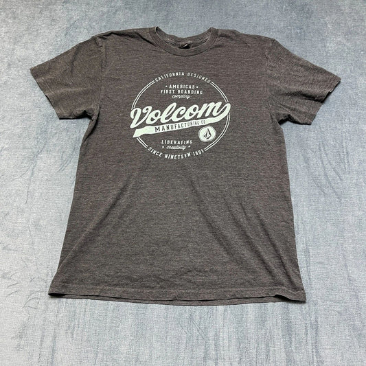 Volcom T Shirt Mens Medium Gray Graphic Print Americas First Boarding Company
