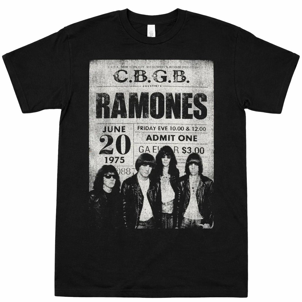 RAMONES T Shirt Distressed Punk Rock Band Unisex Black Cotton Size S - 4XL
