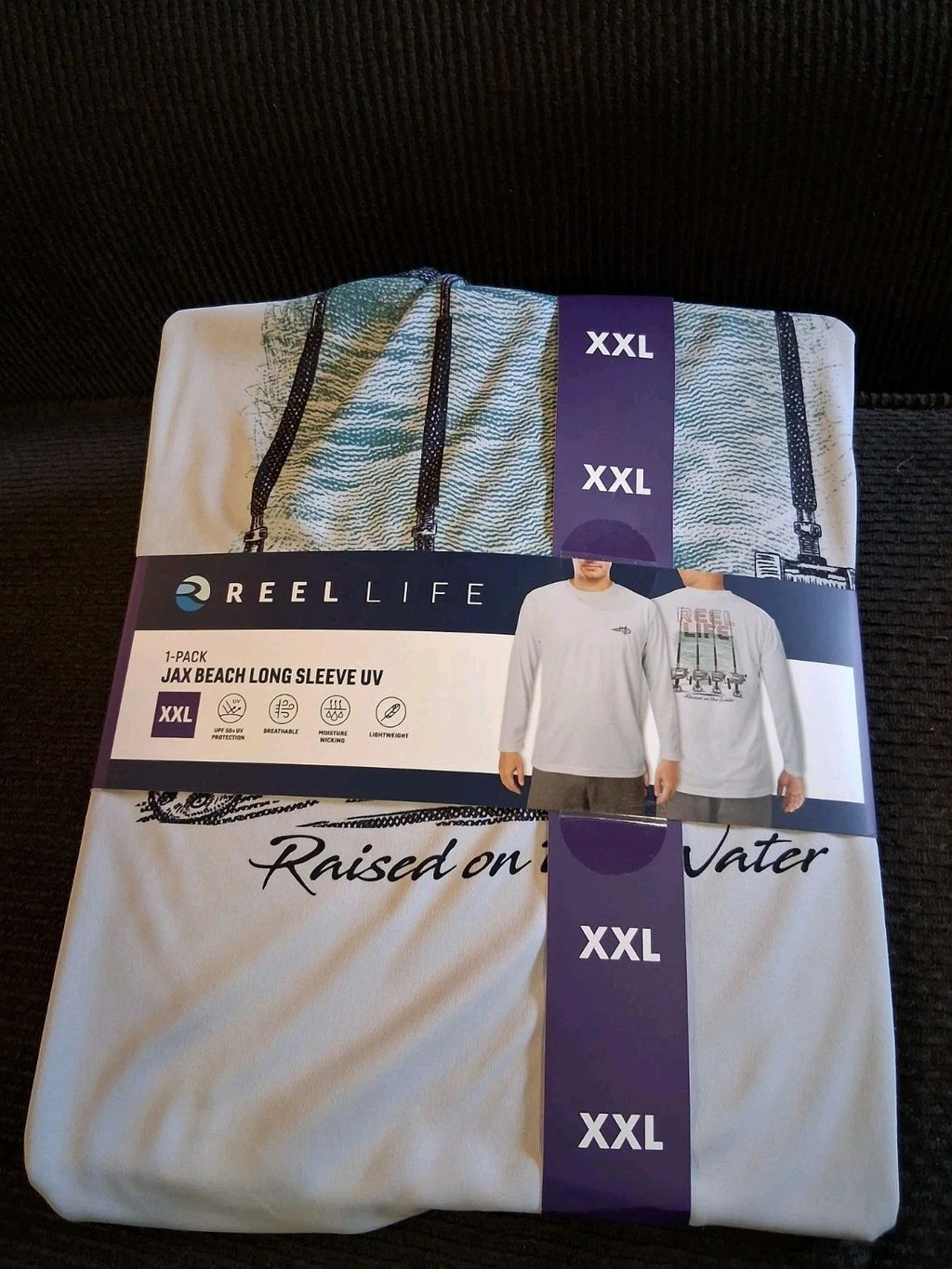 Reel Life UV Shirt Mens 2XL Lite Blue Long Sleeve UPF 50+ Fishing Jax Beach NEW!