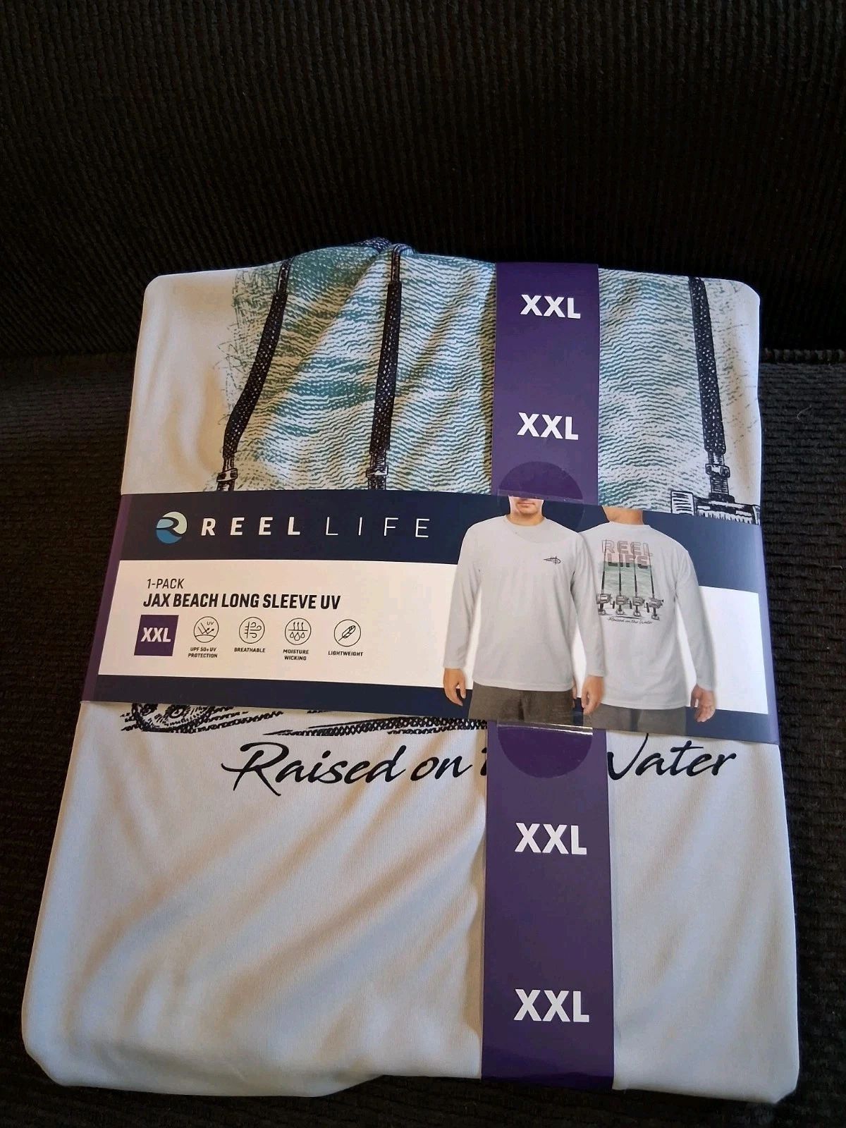 Reel Life UV Shirt Mens 2XL Lite Blue Long Sleeve UPF 50+ Fishing Jax Beach NEW!