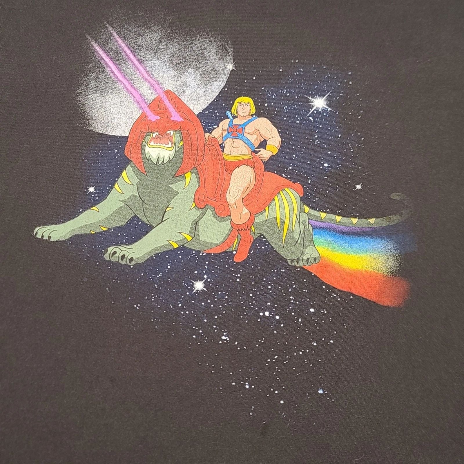 Masters of the Universe T-Shirt Men XL Black He-Man Battle Cat Space Graphic Tee
