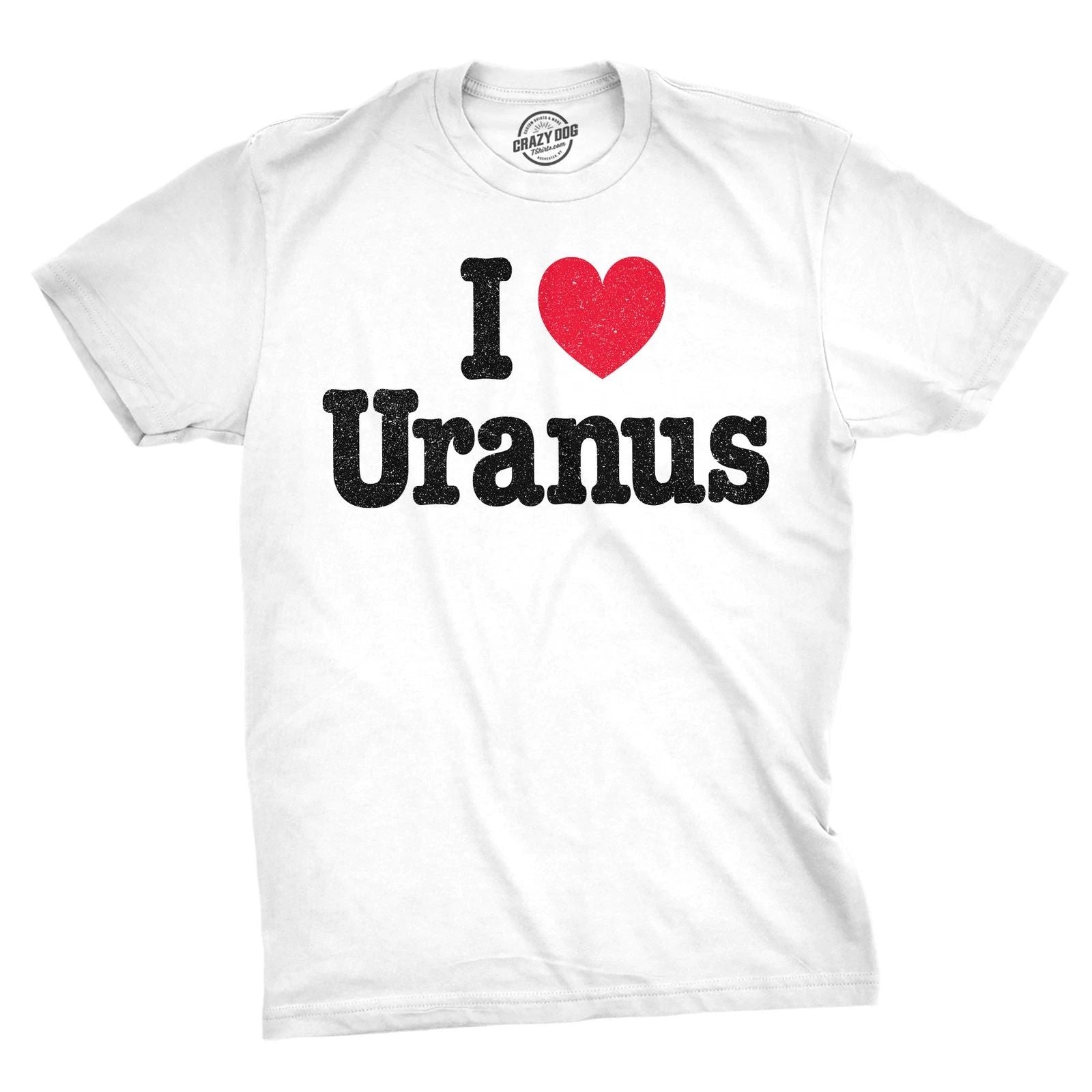 Mens Funny T Shirts I Heart Uranus Sarcastic Space Joke Graphic Novelty Tee for