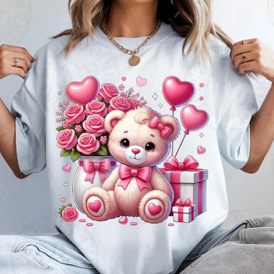 Cute Pink Bear Coquette Valentine Comfort Tee