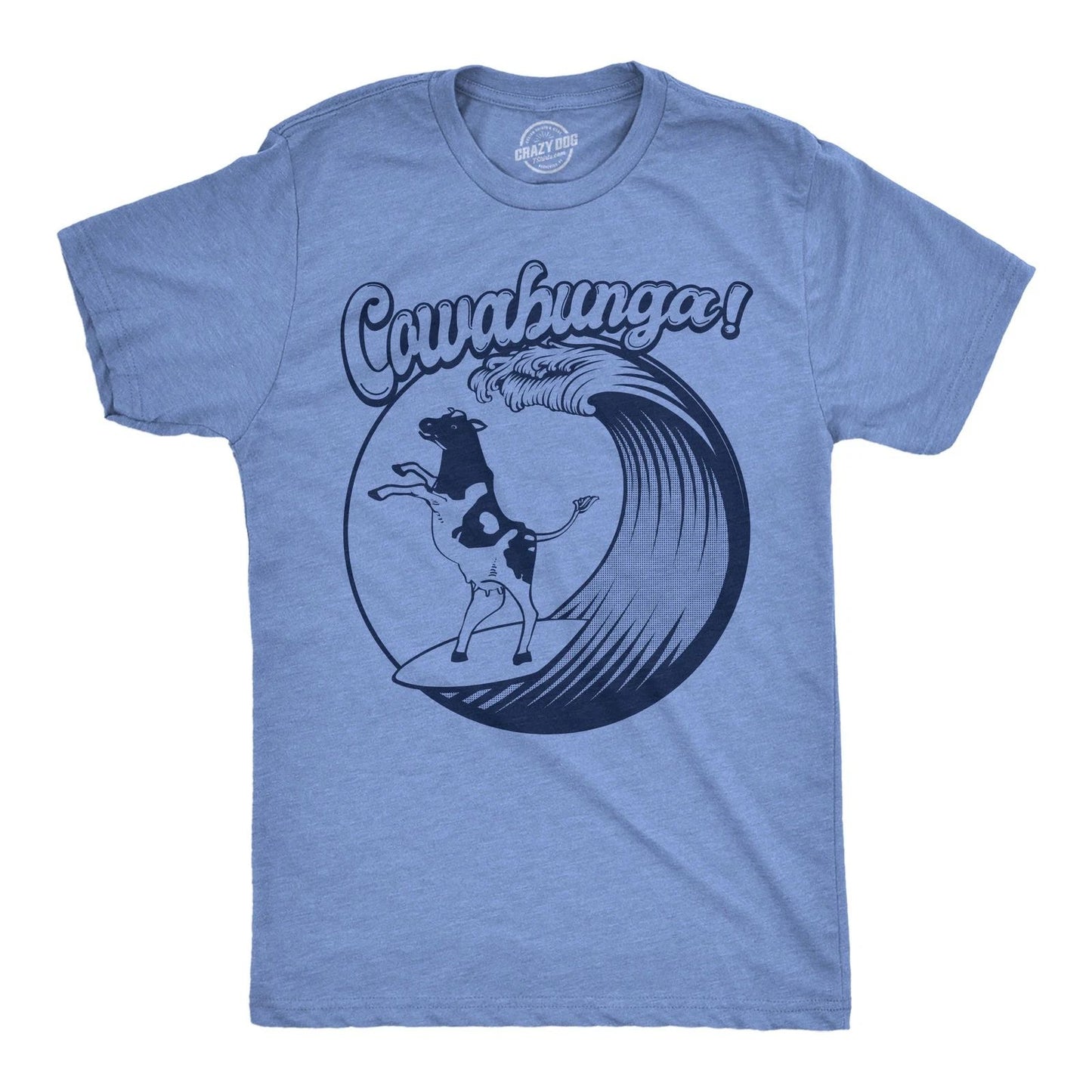 Mens Funny T Shirts Cowabunga Sarcastic Cow Graphic Novelty Surfing Tee for Men