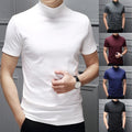 Mens Short Sleeve Mock Neck T-Shirt Casual Slim Cotton Tops Tees Undershirt Club