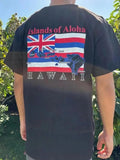 Hawaiian Islands of Aloha Flag Surfing Premium Graphic Tee Men Cotton T-Shirt