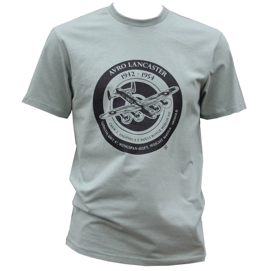 British Avro Lancaster WW2 Warbird Plane Exclusive Printed T-Shirt Aviation Sage