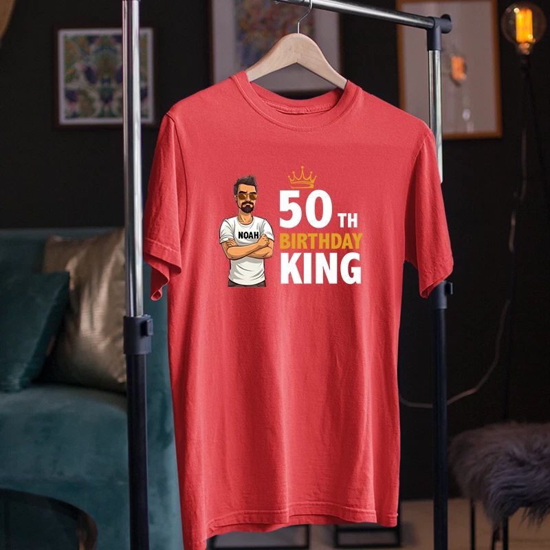 Personalised Custom Name T-Shirt 50th Birthday King Celebration Party Gift