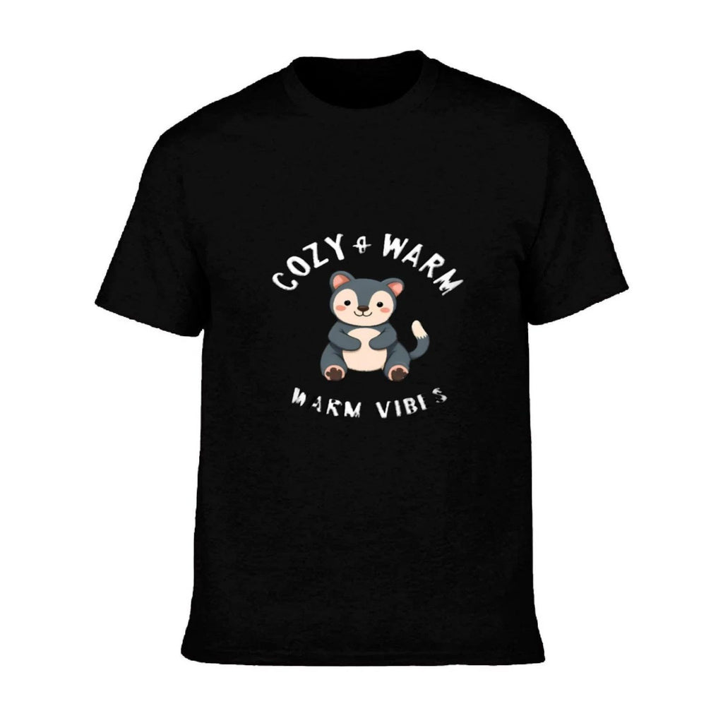 Men's Cotton Short Sleeve T-Shirt - Cute Cartoon Animal Design